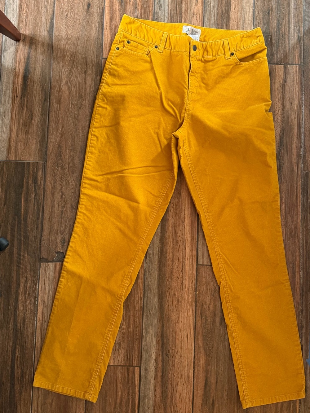 L.L.Bean corduroy pants mustard yellow straight leg 14 tall